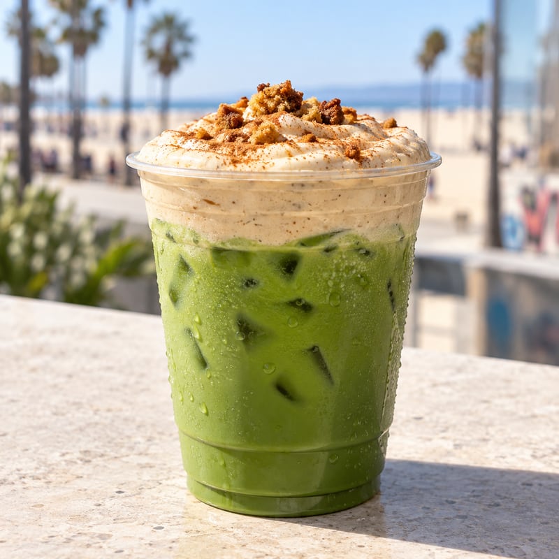 Homemade Banana Bread Foam Matcha Latte