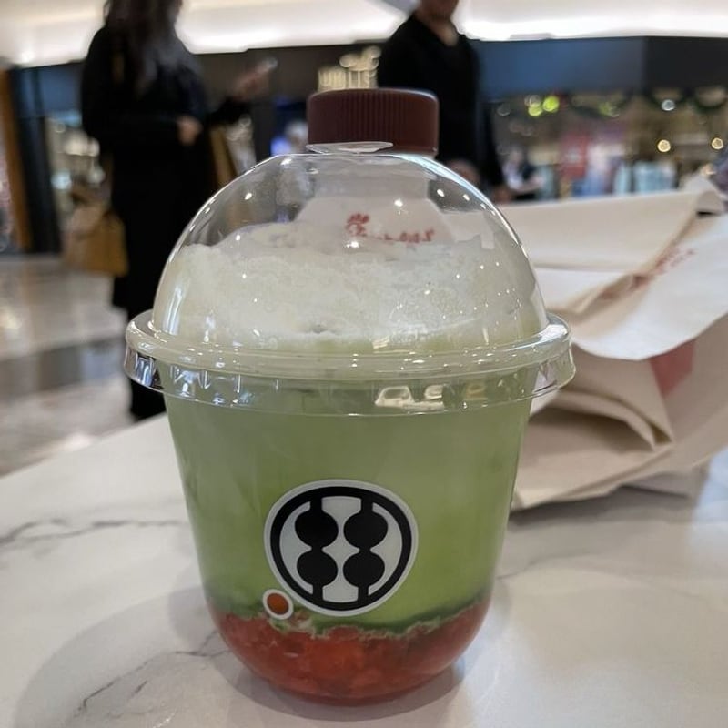 Warabimochi Strawberry Matcha Latte